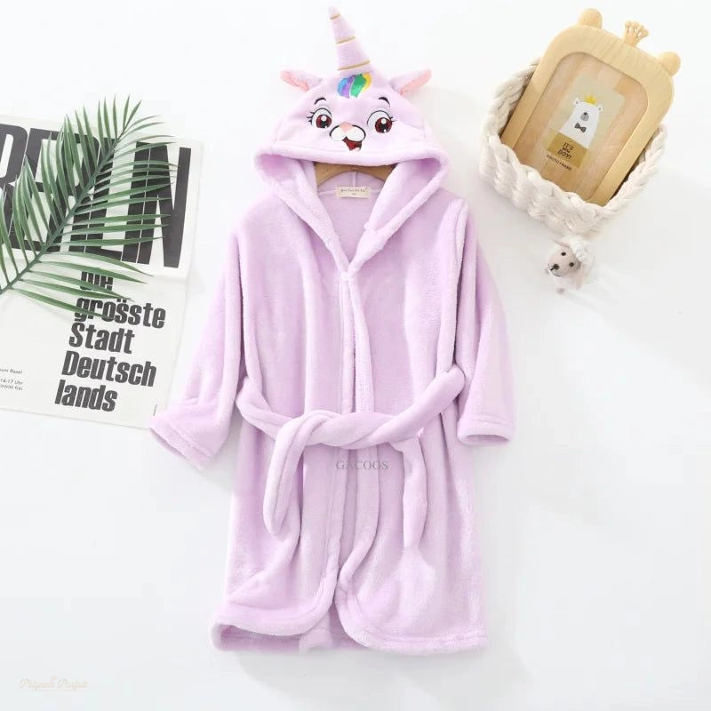 Peignoir Enfant Flanelle Licorne Violet Lavande - Violet Lavande - 3 ans (100cm)