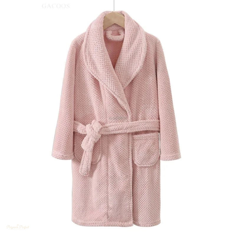 Peignoir Enfant Flanelle Rose Doux - Automne Hiver - Rose Doux - 8 ans