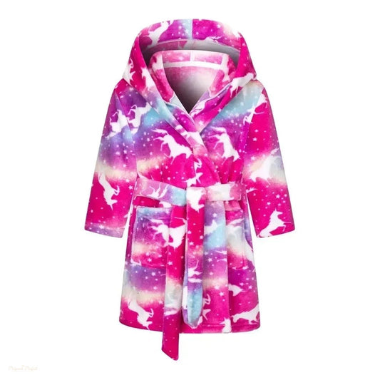 Peignoir Enfant Flanelle Rose Galaxy Licorne - Rose Galaxy - 110 (4-5 ans)