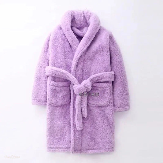 Peignoir Enfant Flanelle Violet Profond - Chaud et Doux - Violet Profond - 18 ans