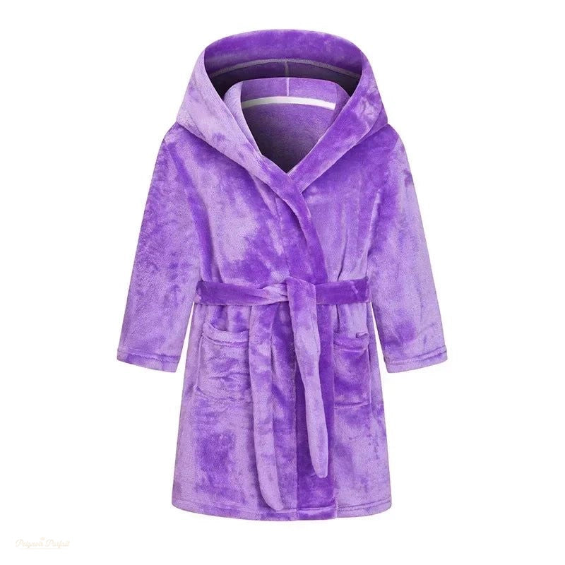 Peignoir Enfant Flanelle Violet Profond - Violet Profond - 110cm (4 ans)