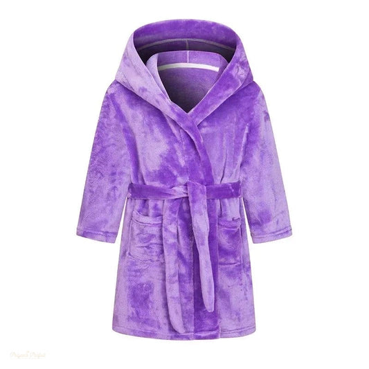 Peignoir Enfant Flanelle Violet Profond - Violet Profond - 110cm (4 ans)