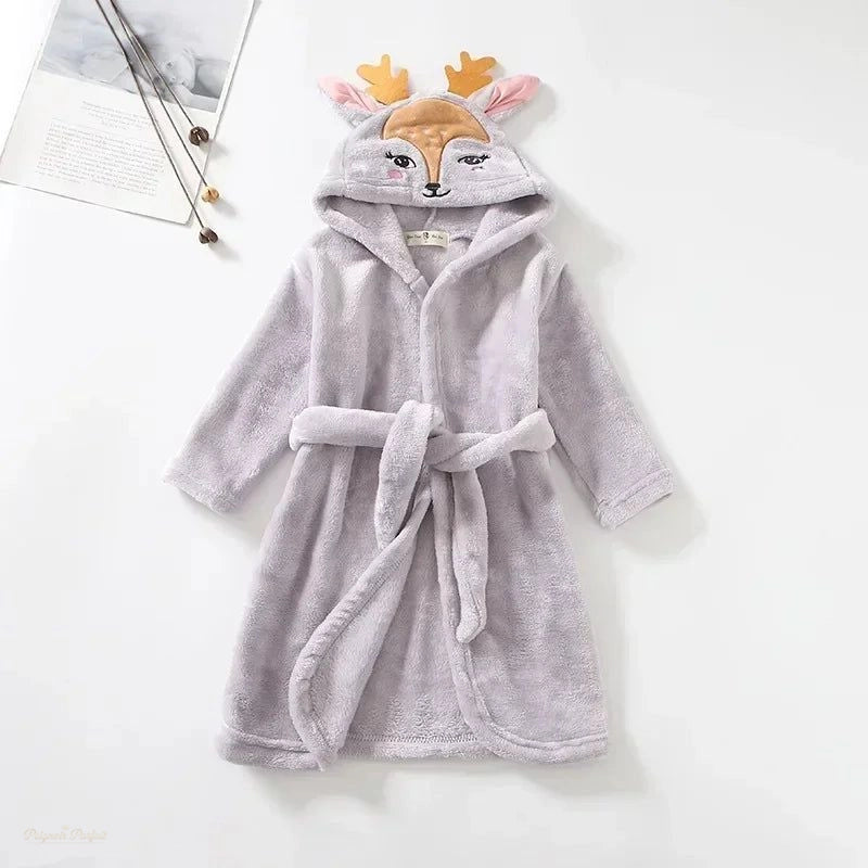 Peignoir Enfant Gris Clair Capuche Cerf Douillet - Gris Clair - 9-10 ans(150cm)