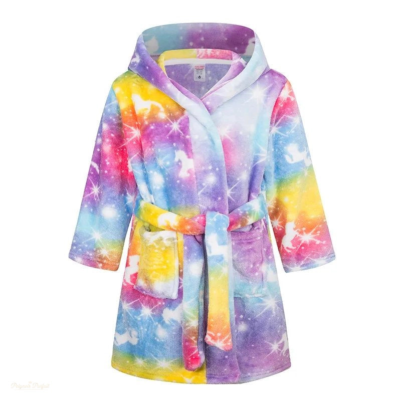 Peignoir Enfant Multicolore Galaxie Capuche Flanelle - Multicolore Galaxie - 90cm(2-3 ans)