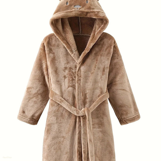Peignoir Enfant Oreilles Lapin Beige Doux Flanelle - Beige Doux - 170cm (15-16 ans)
