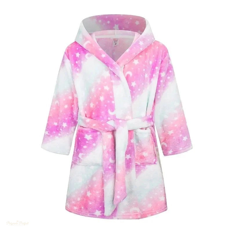 Peignoir Enfant Rose & Blanc à Capuche Douillet - Rose & Blanc - 150 (9-10 ans)