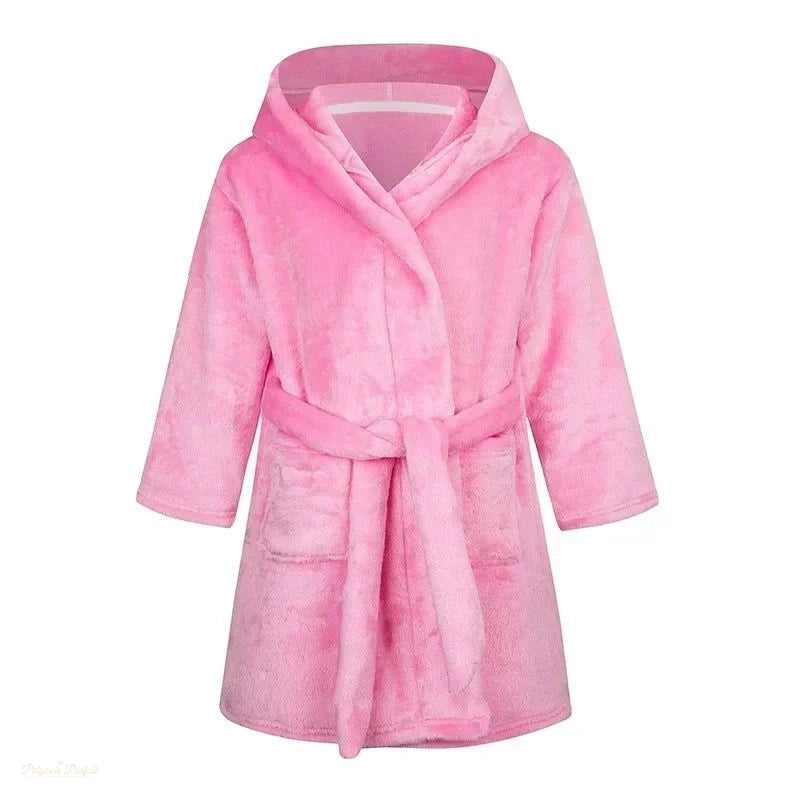 Peignoir Enfant Rose Bonbon Flanelle Capuche Chaud - Rose Bonbon - 120 (5-6 ans)