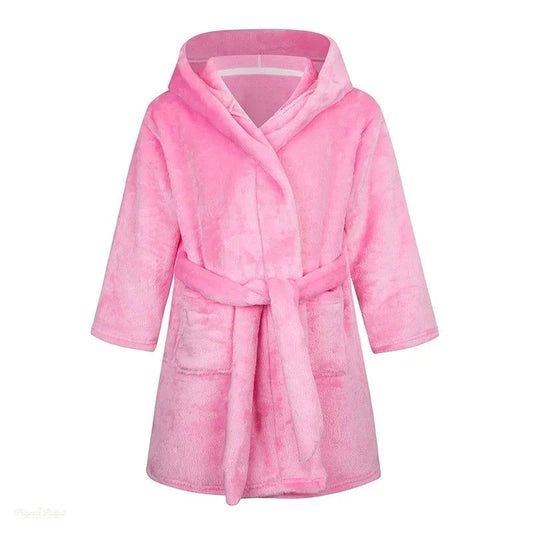 Peignoir Enfant Rose Bonbon Flanelle Capuche - Rose Bonbon - 90 (2-3 ans)