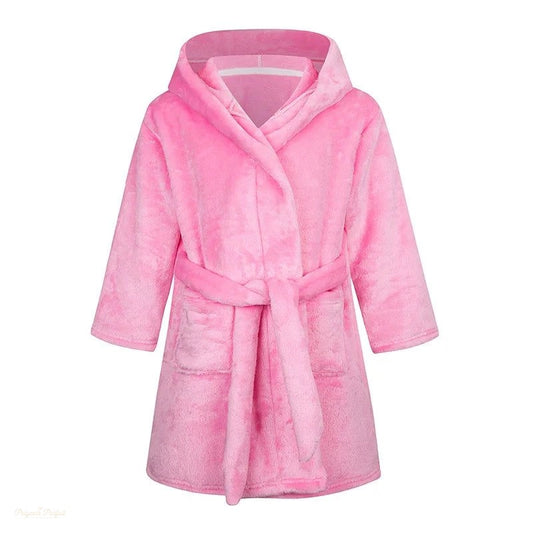 Peignoir Enfant Rose Bonbon Flanelle Capuche - Rose Bonbon - 90cm(2-3 ans)