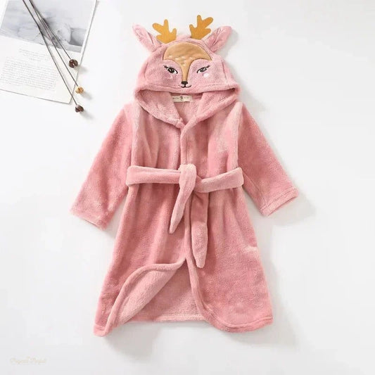 Peignoir Enfant Rose Cerise Capuche Cerf Polaire - Rose Cerise - 9-10 ans(150cm)
