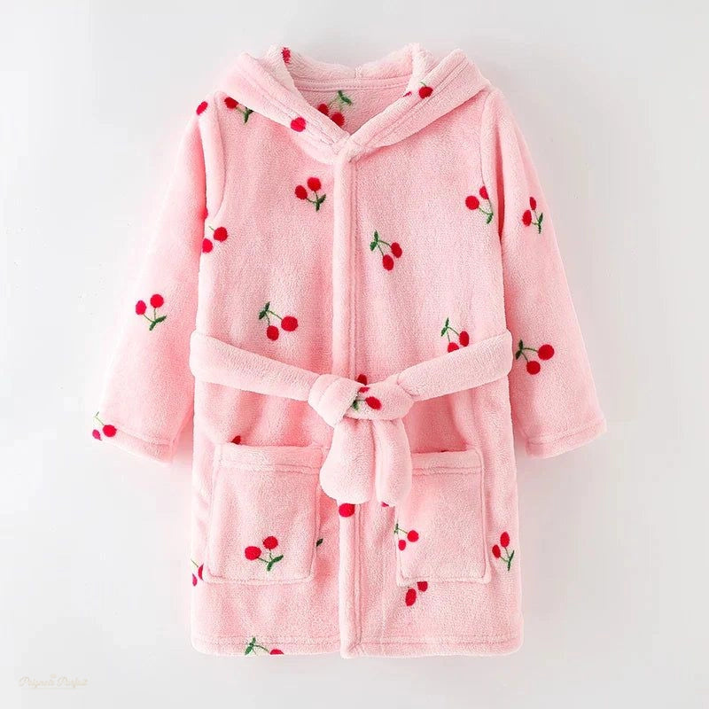Peignoir Enfant Rose Cerise Flanelle Douce - Rose Cerise - 4 ans