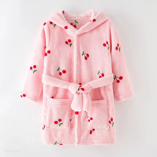 Peignoir Enfant Rose Cerise Flanelle Douce - Rose Cerise - 4 ans