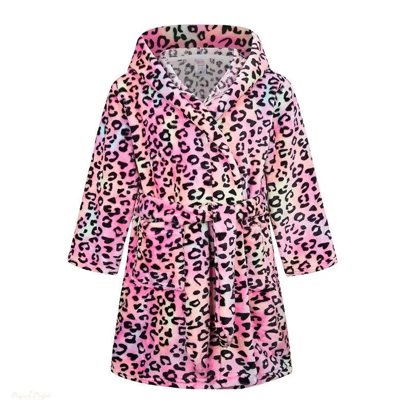 Peignoir Enfant Rose Et Bleu Capuche Polaire - Rose Et Bleu - 100 (3-4 ans)