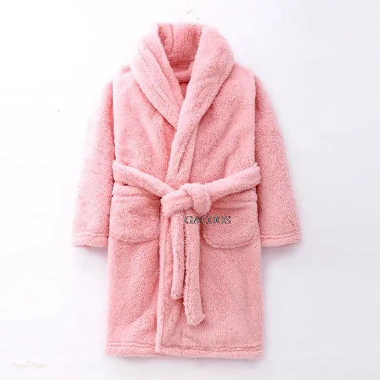 Peignoir Enfant Rose Tendre Flanelle Chaud - Rose Tendre - 16 ans