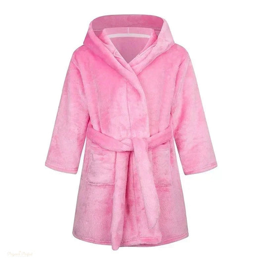 Peignoir Enfant Rose Vif Flanelle Automne Hiver - Rose Vif - 90 (2-3 ans)