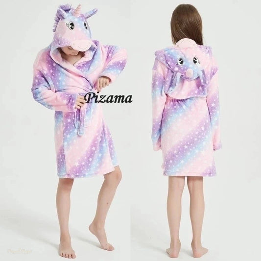Peignoir Enfant Rose & Violet Licorne Capuche - Rose & Violet - 150cm (10-12 ans)