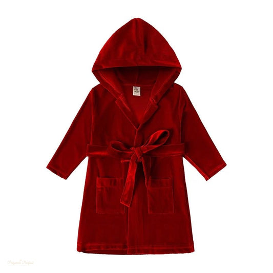Peignoir Enfant Rouge Velours Chaud Confortable - Rouge Velours - 140cm (8-9 ans)