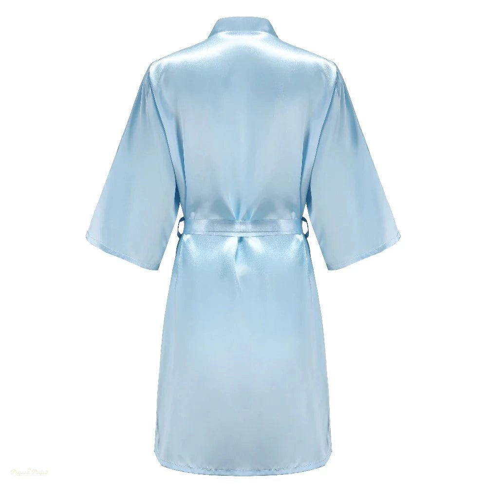 Peignoir Enfant Satin Bleu Ciel Kimono - Bleu Ciel Satiné - XXXXL