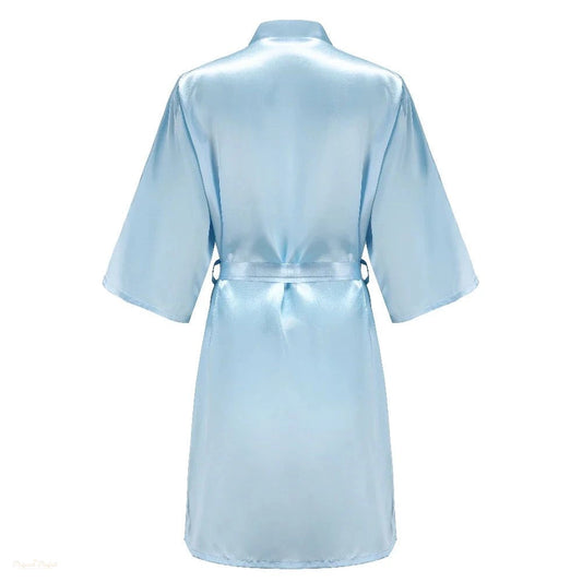 Peignoir Enfant Satin Bleu Ciel Kimono - Bleu Ciel Satiné - XXXXL