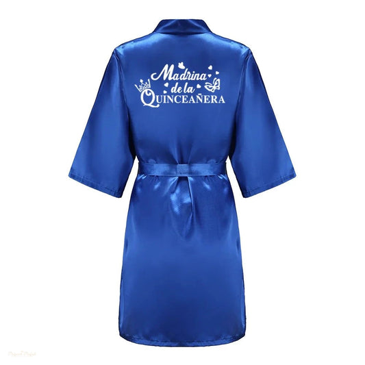 Peignoir enfant satin bleu roi Quinceañera - Bleu Roi Satiné - XXXXL