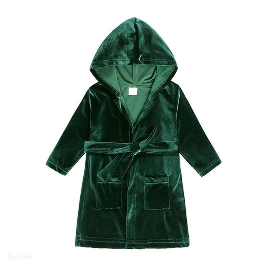 Peignoir Enfant Velours Vert Émeraude Chaud - Vert Émeraude - 140cm (8-9 ans)