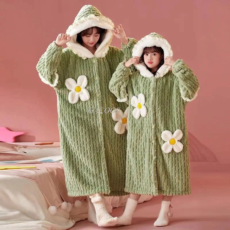 Peignoir Enfant Vert Vif à Capuche Manches Longues - Vert Vif - Taille 14 (125-135cm)