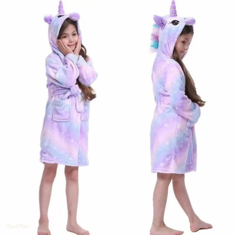 Peignoir Enfant Violet Pastel Tie-dye Flanelle Licorne - Violet Pastel Tie-dye - 100cm (1-2 ans)