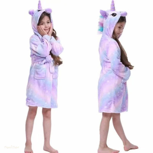 Peignoir Enfant Violet Pastel Tie-dye Flanelle Licorne - Violet Pastel Tie-dye - 100cm (1-2 ans)