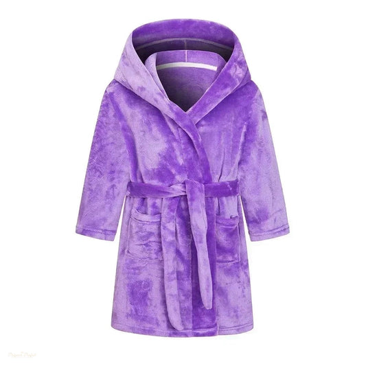 Peignoir Enfant Violet Vif Flanelle Douce - Violet Vif - 120 (5-6 ans)