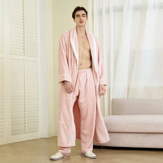 Peignoir épais flanelle homme Rose Doux - Rose Doux - XXXL