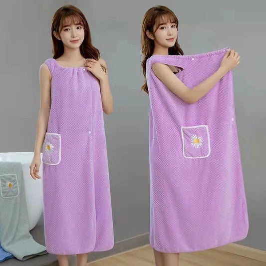 Peignoir Femme Mauve Élégant Absorbant Séchage Rapide - Mauve Élégant - L (60-80 kg)