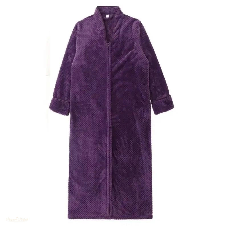 Peignoir Flanelle Aubergine Élégante Chaud et Épais - Aubergine Élégante - XL (80-100Kg)