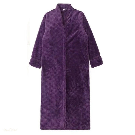 Peignoir Flanelle Aubergine Élégante Chaud et Épais - Aubergine Élégante - XL (80-100Kg)