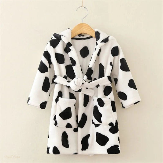 Peignoir Flanelle Enfant Blanc Avec Motif - Blanc Avec Motif - 4 ans