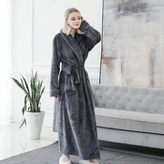 Peignoir Flanelle Gris Anthracite Femme Chaud - Gris Anthracite - XL