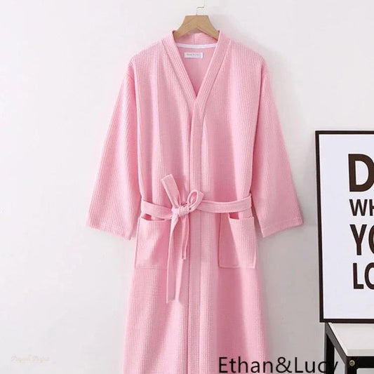 Peignoir gaufré coton femme rose vif été - Rose Vif - M