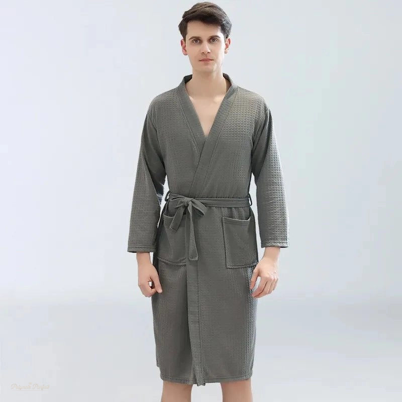 Peignoir Gaufré Gris Graphite Homme Femme Absorbant - Gris Graphite - M