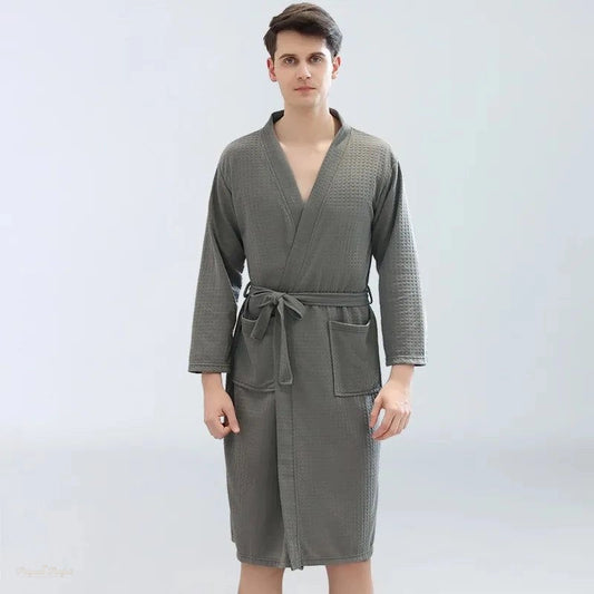Peignoir Gaufré Gris Graphite Homme Femme Absorbant - Gris Graphite - M
