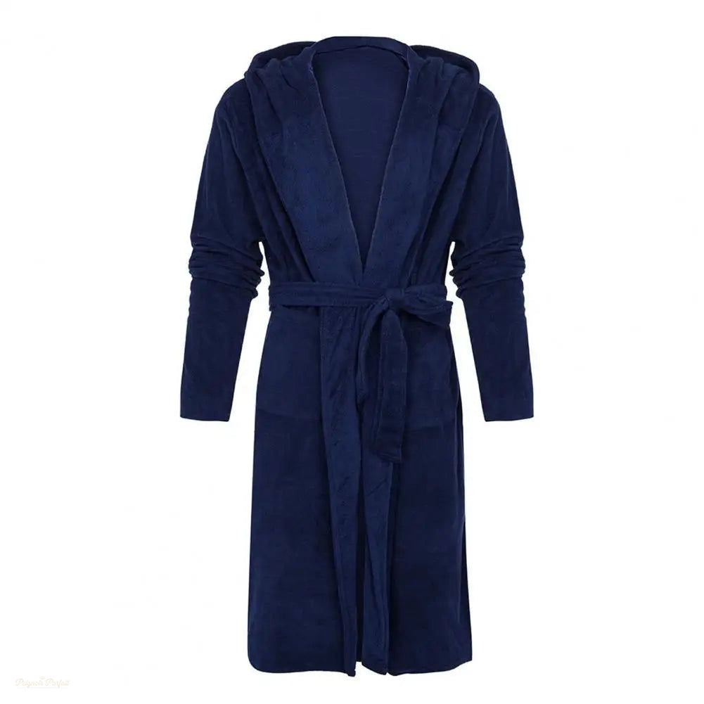 Peignoir Homme Bleu Marine Capuche Polaire - Bleu Marine - M