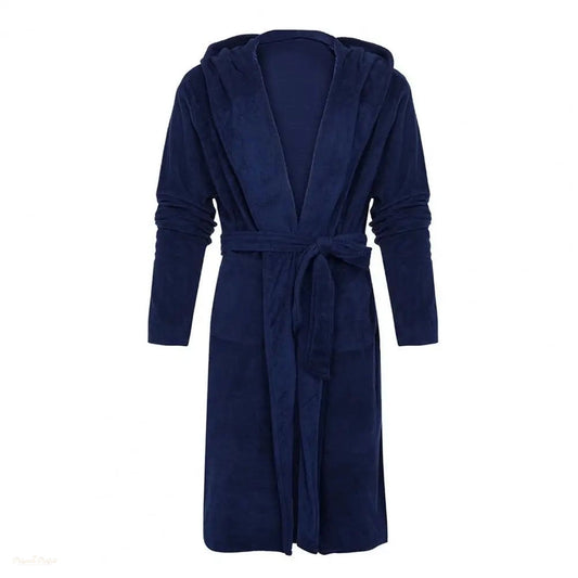 Peignoir Homme Bleu Marine Capuche Polaire - Bleu Marine - M