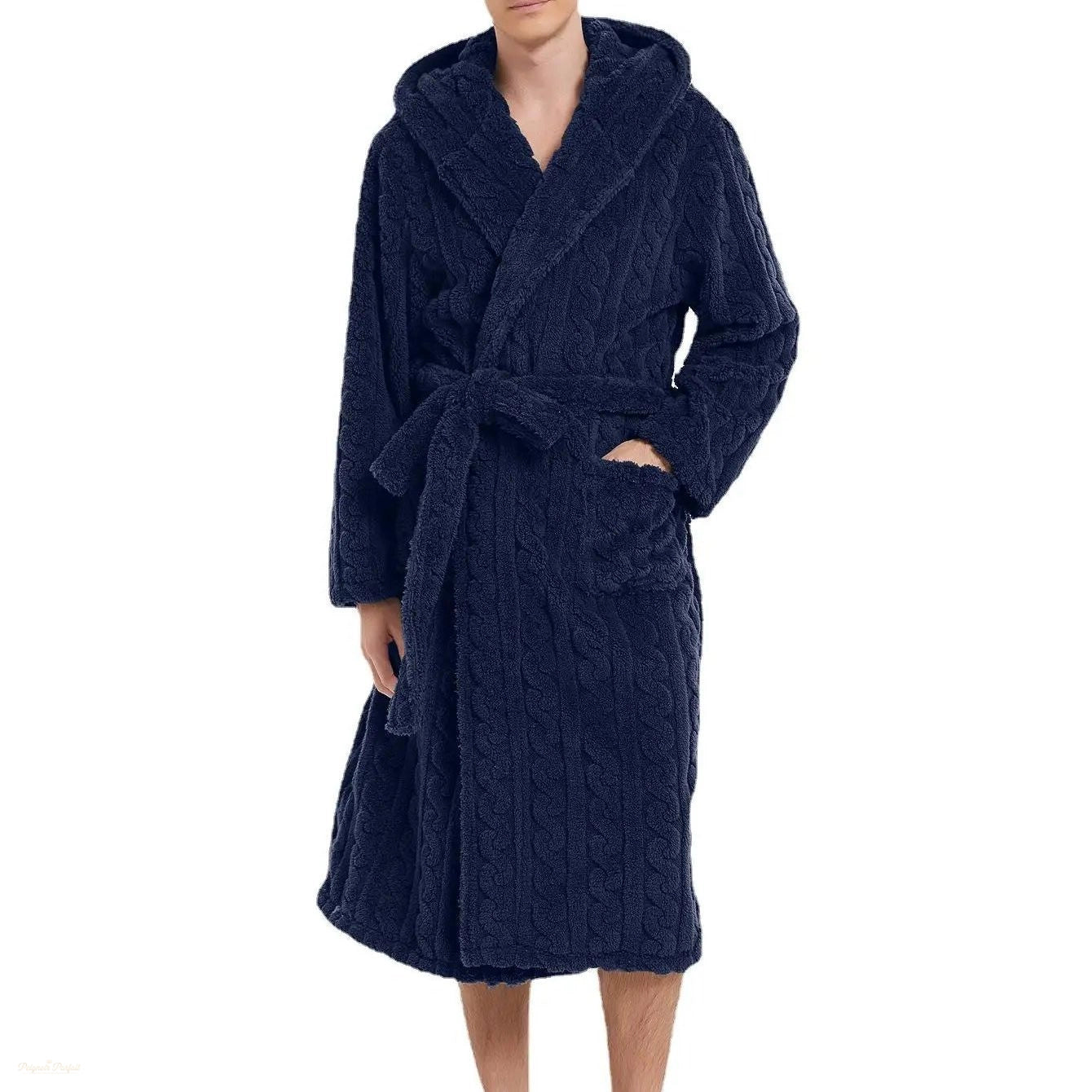 Peignoir Homme Bleu Nuit Épais - Hiver Confortable - Bleu Nuit - XXL