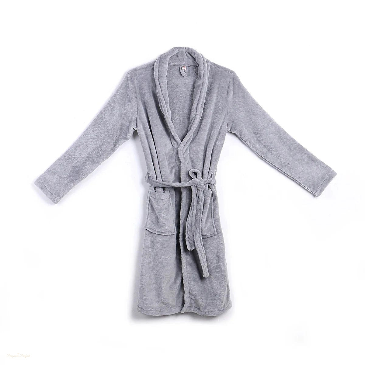 Peignoir Homme Gris Perle Polaire avec Poches - Chaleur Hiver - Gris Perle - M