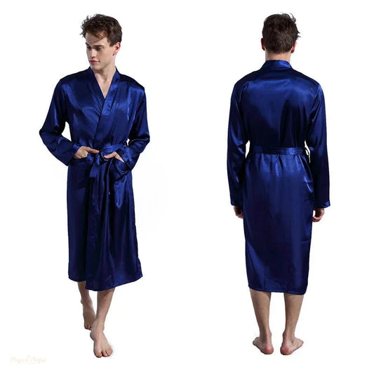 Peignoir Homme Satin Bleu Roi - Vêtement Intérieur - Bleu Roi - XL(80-87.5kg)