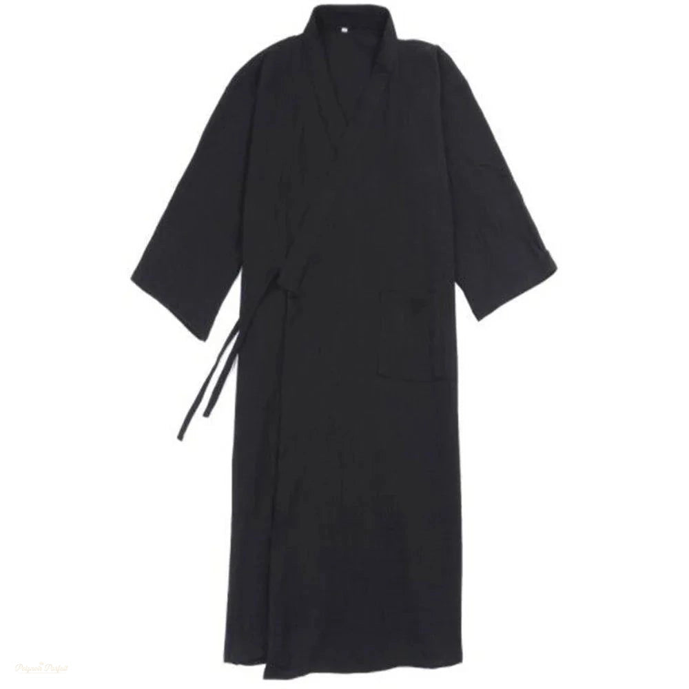 Peignoir Japonais Noir Élégant Homme Coton - Noir Élégant - L - Chine