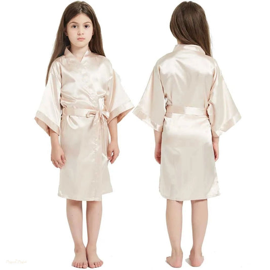 Peignoir Kimono Enfant Rose Satiné - Rose Satiné - 120cm (3-5 ans)