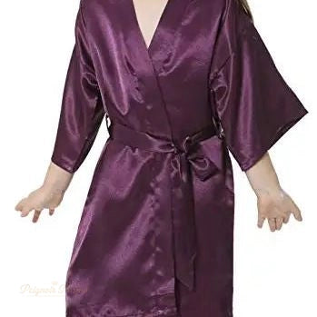 Peignoir Kimono Enfant Satin Mauve Élégant - Mauve Élégant - S