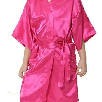 Peignoir Kimono Enfant Satin Rose Bonbon - Rose Bonbon - S
