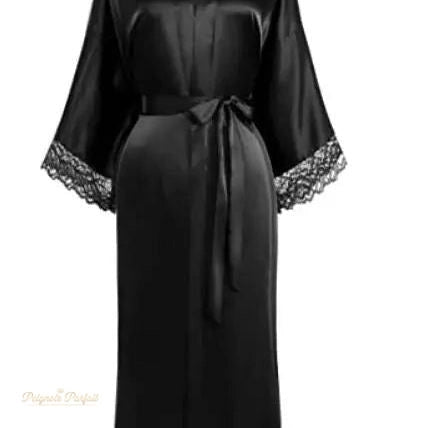 Peignoir Kimono Femme Noir Élégant Floral