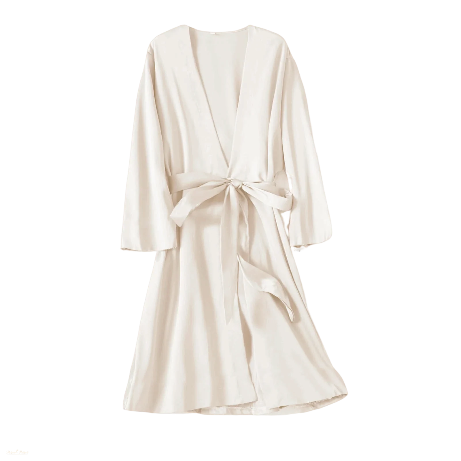 Peignoir Kimono Satin Blanc Cassé Femme - Blanc Cassé Satiné - XXL