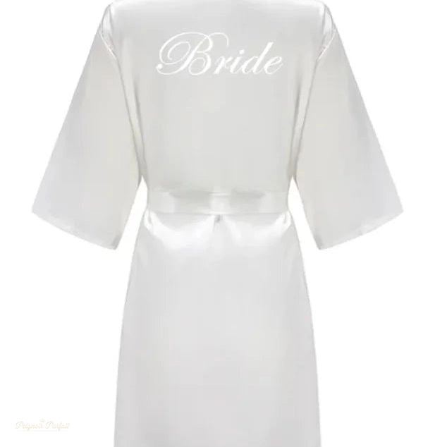 Peignoir Kimono Satin Blanc Femme Demoiselle d'Honneur - Blanc Satiné - XXL